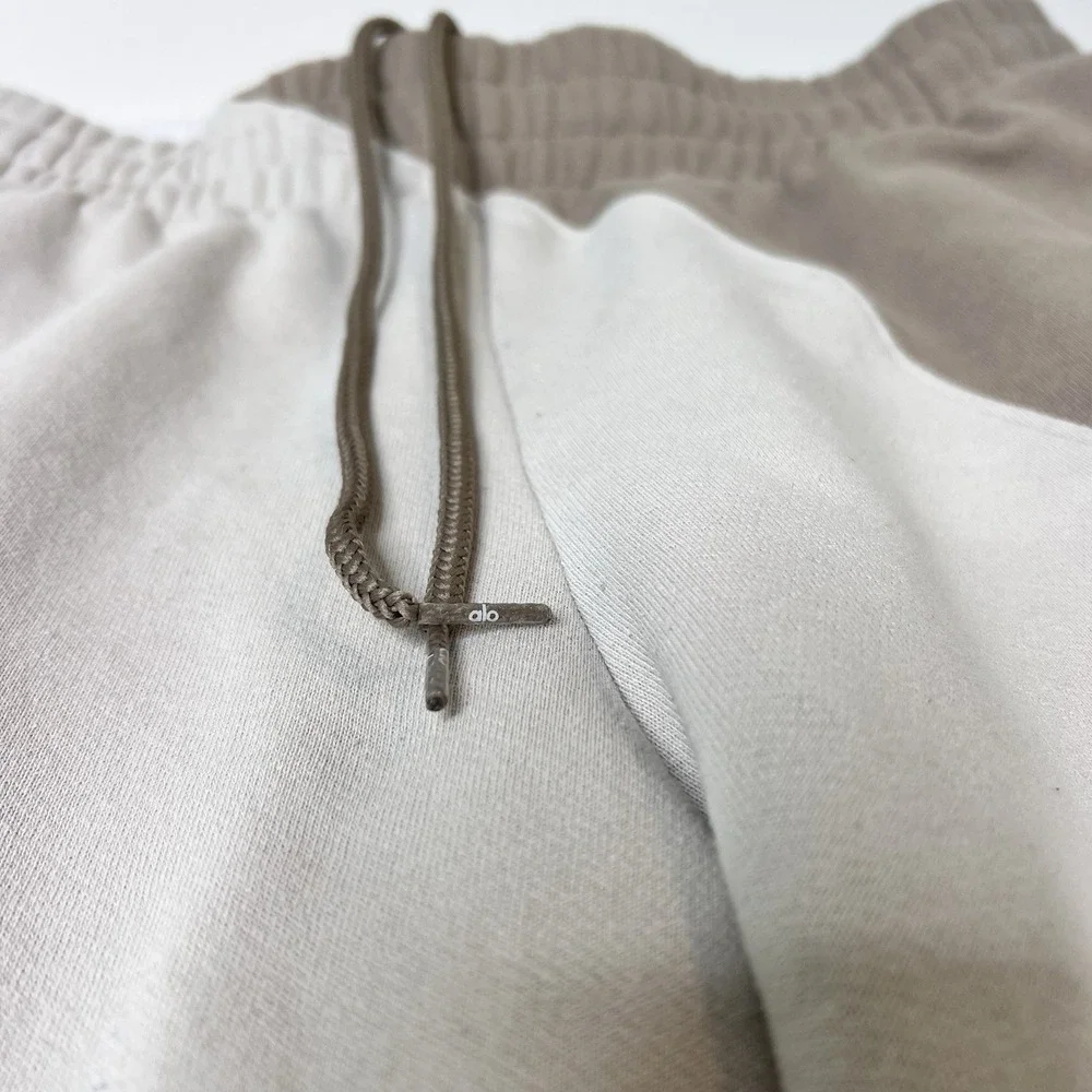 Alo Yoga Make Waves Sweatpants L Oversized Ivory Beige Gravel Atheletic